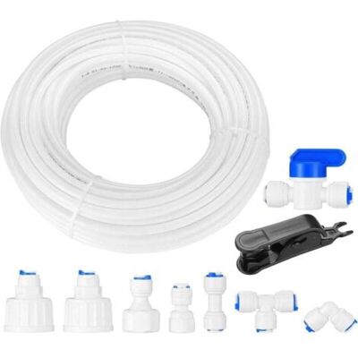 ABYSSE Tuyau D'Alimentation En Eau De 15 Mètres Et Kit De Connecteur De Réfrigérateur, Raccords De Tuyau, Connecteurs De Plomberie, Kit De Filtre À Eau Pour Réfrigérateur Double De Style Européen - Publicité ABYSSE Tuyau D'Alimentation En Eau De 15 Mètres Et Kit De Connecteur De Réfrigérateur, Raccords De Tuyau, Connecteurs De Plomberie, Kit De Filtre À Eau Pour Réfrigérateur Double De Style Européen - Publicité