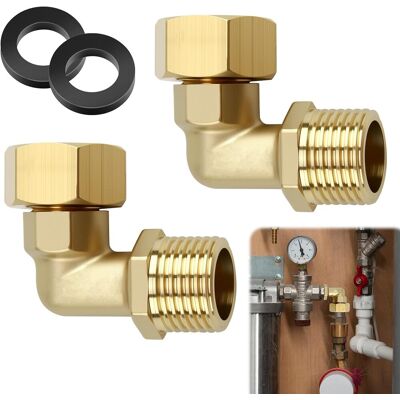 GRASSLIN 2pcs Raccord Coudé, Laiton, Filetage 1/2 Pouce, Joint O-ring, Rotation 360°, Plomberie Et Chauffage - Publicité GRASSLIN 2pcs Raccord Coudé, Laiton, Filetage 1/2 Pouce, Joint O-ring, Rotation 360°, Plomberie Et Chauffage - Publicité