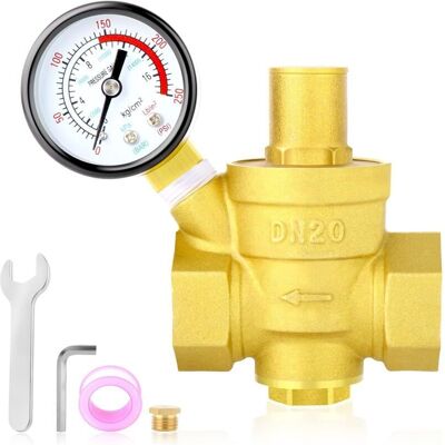 Melissa Vanne Régulatrice De Pression D'Eau En Laiton 3/4 Pouce, Vanne Réductrice De Pression Dn20, Avec Manomètre 0-250psi. Couleur Jaune, Pour Usage Domestique. Publicité Melissa Vanne Régulatrice De Pression D'Eau En Laiton 3/4 Pouce, Vanne Réductrice De Pression Dn20, Avec Manomètre 0-250psi. Couleur Jaune, Pour Usage Domestique. Publicité