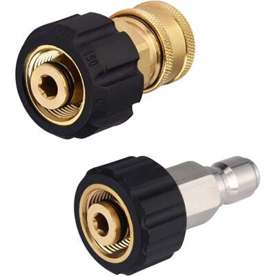 MOXIE Lot D'Adaptateurs De Tuyau Pour Laveuse Haute Pression M22 À 3/8 Raccord Rapide Pour Tuyau De Laveuse Électrique, 5000 Psi - Publicité MOXIE Lot D'Adaptateurs De Tuyau Pour Laveuse Haute Pression M22 À 3/8 Raccord Rapide Pour Tuyau De Laveuse Électrique, 5000 Psi - Publicité