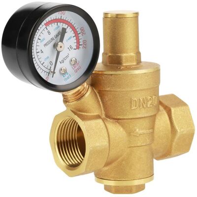 AHLSEN Bravix Dn20 Vanne De Réduction De Pression D'Eau Réglable En Laiton Avec Manomètre Compteur De Pression,réducteur De Pression - Publicité AHLSEN Bravix Dn20 Vanne De Réduction De Pression D'Eau Réglable En Laiton Avec Manomètre Compteur De Pression,réducteur De Pression - Publicité