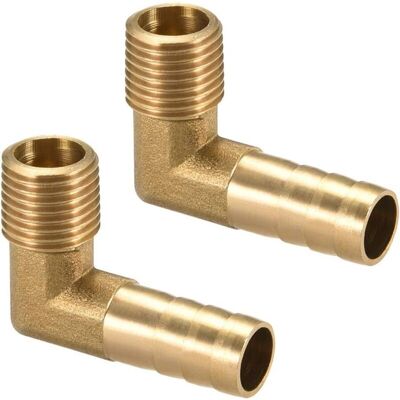 Melissa Raccord Cannelé Tuyau Barbillon Laiton 90° Coude 10mm Barbelé X1/4" G Mâle Tuyau 2pcs - Publicité Melissa Raccord Cannelé Tuyau Barbillon Laiton 90° Coude 10mm Barbelé X1/4" G Mâle Tuyau 2pcs - Publicité