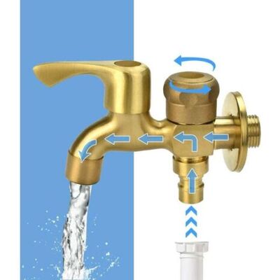 SCORPIO Robinet À Double Sortie D'Eau En Laiton – Filetage G1/2 Pour Raccordement – Buse Filet Et Buse Machine À Laver – Installation Facile - Publicité SCORPIO Robinet À Double Sortie D'Eau En Laiton – Filetage G1/2 Pour Raccordement – Buse Filet Et Buse Machine À Laver – Installation Facile - Publicité