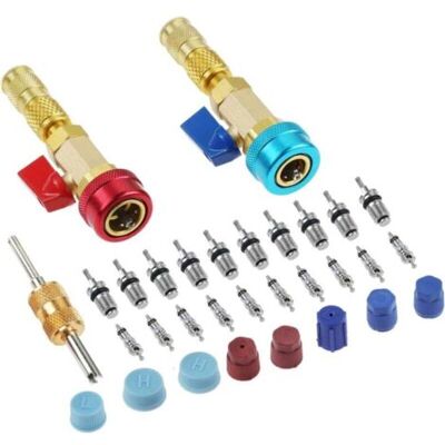ABYSSE Kit D'Outils De Démontage Rapide De Noyau De Valve R134a, Kit D'Outils De Démontage De Noyau De Valve Haute Basse Pression Pour Système De Climatisation Au Réfrigérant R134a - Publicité ABYSSE Kit D'Outils De Démontage Rapide De Noyau De Valve R134a, Kit D'Outils De Démontage De Noyau De Valve Haute Basse Pression Pour Système De Climatisation Au Réfrigérant R134a - Publicité