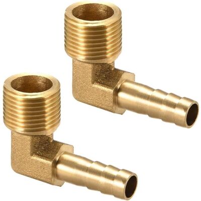 Melissa Raccord Cannelé Tuyau Barbillon Laiton 90° Coude 8mm Barbelé X3/8" G Mâle Tuyau 2pcs - Publicité Melissa Raccord Cannelé Tuyau Barbillon Laiton 90° Coude 8mm Barbelé X3/8" G Mâle Tuyau 2pcs - Publicité