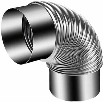 ABYSSE Tuyau De Poêle Coude Ø Env. 120 Mm, Coude De Poêle 90° En Acier Aluminié À Chaud,argenté - Publicité ABYSSE Tuyau De Poêle Coude Ø Env. 120 Mm, Coude De Poêle 90° En Acier Aluminié À Chaud,argenté - Publicité
