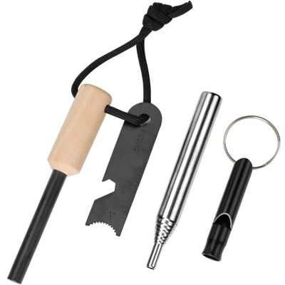 Scotch Kit D'Outils De Survie, Allume-feu D'Urgence En Magnésium Polyvalent, Accessoire À Silex Et Sifflet Et Tuyau De Soufflage En Aluminium Pour La Randonnée, Le Camping, La Chasse, La Survie - Publicité Scotch Kit D'Outils De Survie, Allume-feu D'Urgence En Magnésium Polyvalent, Accessoire À Silex Et Sifflet Et Tuyau De Soufflage En Aluminium Pour La Randonnée, Le Camping, La Chasse, La Survie - Publicité