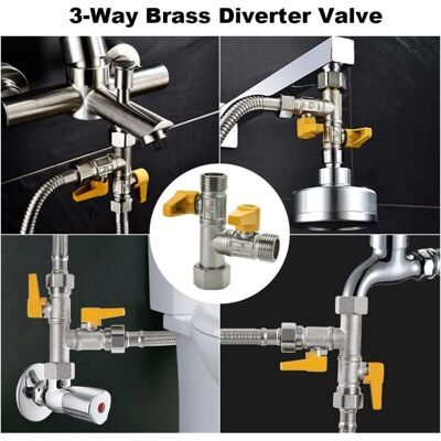 MOXIE Aougo – Vanne 3 Voies En Laiton G 1/2 – Raccord Fileté Pour Douche Et Cuisine – 3 Joints En Caoutchouc Inclus – Installation Facile - Publicité MOXIE Aougo – Vanne 3 Voies En Laiton G 1/2 – Raccord Fileté Pour Douche Et Cuisine – 3 Joints En Caoutchouc Inclus – Installation Facile - Publicité