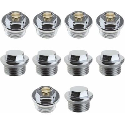 BEAUVIE 10pcs 1/2 Pouce Radiateur Manuel Purge D'Air Vannes Et 5pcs Bouchons D'Obturation Avec Connexion De Filetage Joint Torique Scellé - Publicité BEAUVIE 10pcs 1/2 Pouce Radiateur Manuel Purge D'Air Vannes Et 5pcs Bouchons D'Obturation Avec Connexion De Filetage Joint Torique Scellé - Publicité