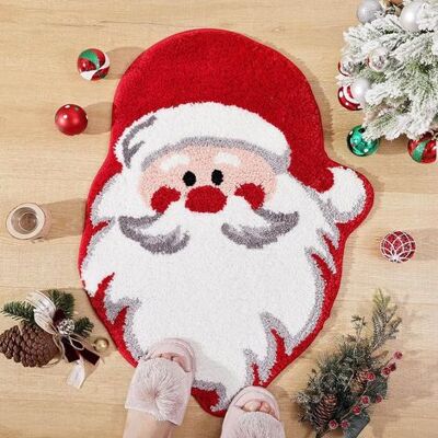 ABYSSE Tapis De Bain De Noël, Tapis De Bain Festif, Tapis De Chevet En Pashmina, Tapis De Bain De Noël Pour La Décoration Du Salon Sur Le Thème De Noël (père Noël Rouge) 40 X 60 Cm - Publicité ABYSSE Tapis De Bain De Noël, Tapis De Bain Festif, Tapis De Chevet En Pashmina, Tapis De Bain De Noël Pour La Décoration Du Salon Sur Le Thème De Noël (père Noël Rouge) 40 X 60 Cm - Publicité