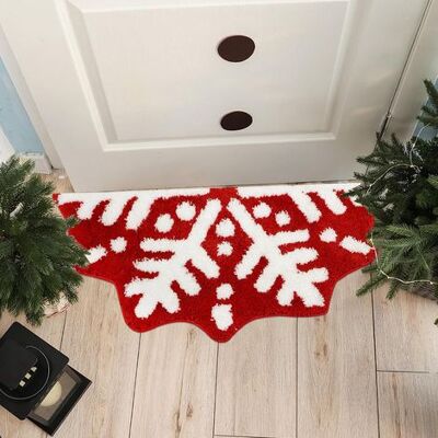 ABYSSE Tapis De Bain Semi-circulaire À Motif Flocons De Neige Rouges. Antidérapant. Pour Salles De Bain Et Entrées. Tapis De Décoration Pour Salle De Bain, 60 X 90 Cm. Publicité ABYSSE Tapis De Bain Semi-circulaire À Motif Flocons De Neige Rouges. Antidérapant. Pour Salles De Bain Et Entrées. Tapis De Décoration Pour Salle De Bain, 60 X 90 Cm. Publicité