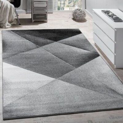 SANS MARQUE Tapis Design Moderne Motifs Géométriques Poils Ras Gris Noir Blanc Chiné 70x140 Cm - Publicité SANS MARQUE Tapis Design Moderne Motifs Géométriques Poils Ras Gris Noir Blanc Chiné 70x140 Cm - Publicité