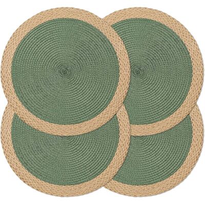 GRASSLIN Lot De 4 Sets De Table Ronds Tressés De 38,1 Cm, Lavables, Essuyables, Faciles À Nettoyer, Résistants À La Chaleur, Tapis De Table Tissés Pour La Décoration De Table À Manger Pour Fêtes'bord Large Ver - Publicité GRASSLIN Lot De 4 Sets De Table Ronds Tressés De 38,1 Cm, Lavables, Essuyables, Faciles À Nettoyer, Résistants À La Chaleur, Tapis De Table Tissés Pour La Décoration De Table À Manger Pour Fêtes'bord Large Ver - Publicité
