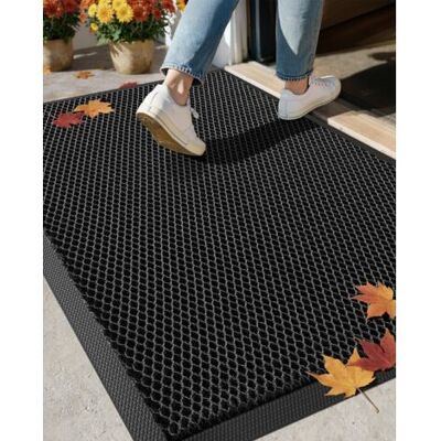 SCORPIO Tapis Extérieur Résistant À La Pluie En Soie Élastique - Paillasson Extérieur Antidérapant Pour Entrée Et Patio - Séchage Rapide Et Résistant, Fond En Caoutchouc, 43x76 Cm Noir Gris - Publicité SCORPIO Tapis Extérieur Résistant À La Pluie En Soie Élastique - Paillasson Extérieur Antidérapant Pour Entrée Et Patio - Séchage Rapide Et Résistant, Fond En Caoutchouc, 43x76 Cm Noir Gris - Publicité