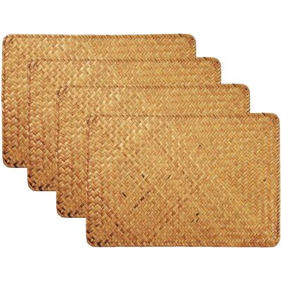 GRASSLIN 4 Sets De Table En Jonc De Mer, Tapis Rotin Tissé, Isolants Thermiques, Rectangulaires Pour Salle À Manger - Publicité GRASSLIN 4 Sets De Table En Jonc De Mer, Tapis Rotin Tissé, Isolants Thermiques, Rectangulaires Pour Salle À Manger - Publicité