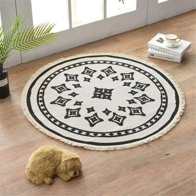 BRINSEA Tapis Rond Mandala - En Coton - Style Bohème - Diamètre : 92 Cm (a)-ensoleillé - Publicité BRINSEA Tapis Rond Mandala - En Coton - Style Bohème - Diamètre : 92 Cm (a)-ensoleillé - Publicité