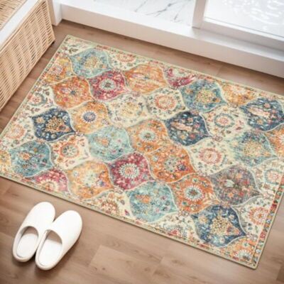 Vision Tapis Lavable À Motif Treillis Marocain, 60 X 90 Cm, Pour Cuisine, Entrée, Salle De Bain, Paillasson D'Intérieur Antidérapant, Ultra Fin, Couleur Crème/multicolore - Publicité Vision Tapis Lavable À Motif Treillis Marocain, 60 X 90 Cm, Pour Cuisine, Entrée, Salle De Bain, Paillasson D'Intérieur Antidérapant, Ultra Fin, Couleur Crème/multicolore - Publicité