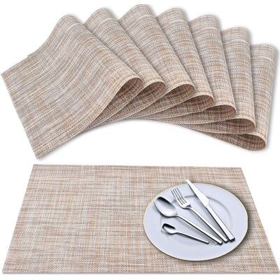 GRASSLIN Set De Table (lot De 8), Tapis De Table Tissés En Vinyle À Tissage Croisé, Ensemble De Tapis De Table Lavables Isolants Antidérapants - Lin'parent'lin'- - Publicité GRASSLIN Set De Table (lot De 8), Tapis De Table Tissés En Vinyle À Tissage Croisé, Ensemble De Tapis De Table Lavables Isolants Antidérapants - Lin'parent'lin'- - Publicité