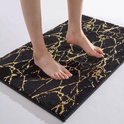 Melissa Tapis Pour Baignoire Noir Et Or - Antidérapant, Lavable, En Microfibre Absorbante - Design Décoratif Et Élégant - Dimensions 60x90 Cm - Publicité Melissa Tapis Pour Baignoire Noir Et Or - Antidérapant, Lavable, En Microfibre Absorbante - Design Décoratif Et Élégant - Dimensions 60x90 Cm - Publicité