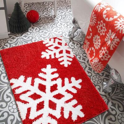 ABYSSE Tapis De Bain Flocons De Neige Rouges Et Blancs, 40 Cm X 60 Cm, Antidérapant, Lavable En Machine, Doux Et Absorbant, Motif Hivernal Et Festif, 50 Cm X 80 Cm - Publicité ABYSSE Tapis De Bain Flocons De Neige Rouges Et Blancs, 40 Cm X 60 Cm, Antidérapant, Lavable En Machine, Doux Et Absorbant, Motif Hivernal Et Festif, 50 Cm X 80 Cm - Publicité