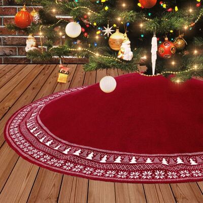 Melissa Jupe Sapin De Noël, 90cm Jupe D'Arbre Tricotée De Noël Avec Flocon De Neig D'Arbre De Noël De Épais Décorations De Vacances Rustiques Tapis Couvre Pied Sapin Jupe D'Arbre (bordeaux, 90cm) - Publicité Melissa Jupe Sapin De Noël, 90cm Jupe D'Arbre Tricotée De Noël Avec Flocon De Neig D'Arbre De Noël De Épais Décorations De Vacances Rustiques Tapis Couvre Pied Sapin Jupe D'Arbre (bordeaux, 90cm) - Publicité