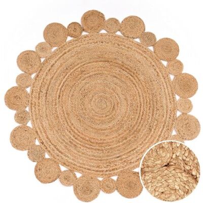OEM Tapis Salon Rond Jute Ethnique Boho - 60 Cm Rond - Fait Main Moderne Naturel - Publicité OEM Tapis Salon Rond Jute Ethnique Boho - 60 Cm Rond - Fait Main Moderne Naturel - Publicité