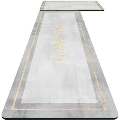 Melissa Lot De 2 Tapis Pour Cuisine En Terre De Diatomée Souple - 45x70cm Et 45x120cm - Motif "darie" Avec Bordure Dorée - Publicité Melissa Lot De 2 Tapis Pour Cuisine En Terre De Diatomée Souple - 45x70cm Et 45x120cm - Motif "darie" Avec Bordure Dorée - Publicité