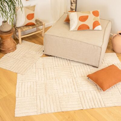 OEM Tapis Coton Déco Motif Rayures Croisées Ecru 60x90 Cm - Publicité OEM Tapis Coton Déco Motif Rayures Croisées Ecru 60x90 Cm - Publicité