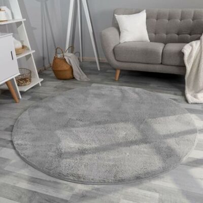 ABYSSE Shaggy Tapis Haut Poil Peluche Unis Modern, Couleur: Anthracite, Dimension:100 Cm Rund - Publicité ABYSSE Shaggy Tapis Haut Poil Peluche Unis Modern, Couleur: Anthracite, Dimension:100 Cm Rund - Publicité