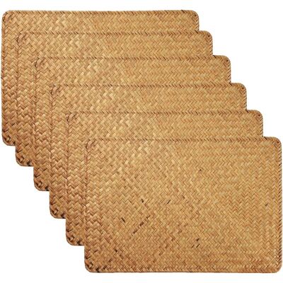 GRASSLIN 6 Sets De Table En Jonc De Mer, Tapis Rectangulaires Tissés Main, Isolants Thermiques Pour Salle À Manger - Publicité GRASSLIN 6 Sets De Table En Jonc De Mer, Tapis Rectangulaires Tissés Main, Isolants Thermiques Pour Salle À Manger - Publicité