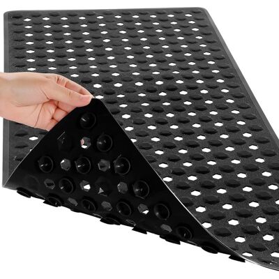 Vision Tapis De Bain Antidérapant, 88 X 40 Cm, Lavable En Machine, Avec Trous D'Évacuation Et Ventouses, Doux Pour Les Pieds, Indispensable Pour La Salle De Bain, Noir - Publicité Vision Tapis De Bain Antidérapant, 88 X 40 Cm, Lavable En Machine, Avec Trous D'Évacuation Et Ventouses, Doux Pour Les Pieds, Indispensable Pour La Salle De Bain, Noir - Publicité