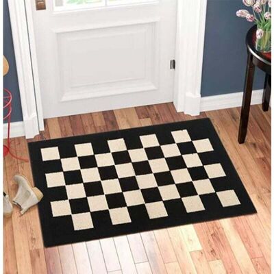 Vision Paillasson D'Intérieur Tapis De Porte D'Entrée, 50cm X 80cm Tapis D'Entrée Soyeux À Carreaux Antidérapant, Noir - Publicité Vision Paillasson D'Intérieur Tapis De Porte D'Entrée, 50cm X 80cm Tapis D'Entrée Soyeux À Carreaux Antidérapant, Noir - Publicité