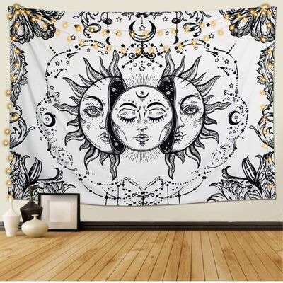BRINSEA Tapisserie Psychédélique Soleil Et Lune Tapisserie Noir Et Blanc Chambre Studio Décor (blanc, 130 X 150 Cm) - Publicité BRINSEA Tapisserie Psychédélique Soleil Et Lune Tapisserie Noir Et Blanc Chambre Studio Décor (blanc, 130 X 150 Cm) - Publicité