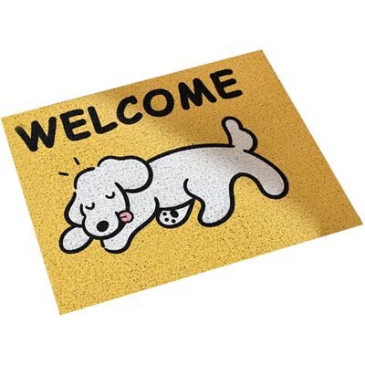 HEAT Tapis D'Entrée Jaune À Motif De Chien Mignon, 50 X 80 Cm, Antidérapant Et Anti-boue. Décoration Intérieure. Publicité HEAT Tapis D'Entrée Jaune À Motif De Chien Mignon, 50 X 80 Cm, Antidérapant Et Anti-boue. Décoration Intérieure. Publicité
