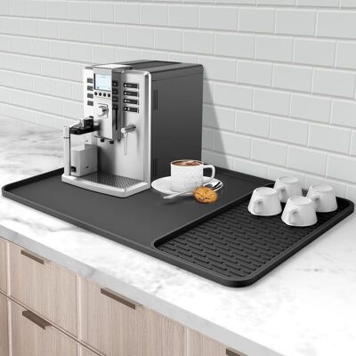 Vision Tapis De Bar En Silicone 60 X 40 Cm Avec Tapis D'Égouttage Amovible - Se Place Sous La Cafetière Et L'Égouttoir À Vaisselle - Publicité Vision Tapis De Bar En Silicone 60 X 40 Cm Avec Tapis D'Égouttage Amovible - Se Place Sous La Cafetière Et L'Égouttoir À Vaisselle - Publicité