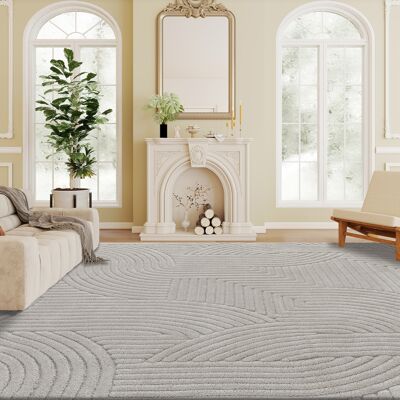 HEAT Tapis De Salon 230 X 160 Cm, À Poils Longs, Motif Géométrique, Doux Et Antidérapant, Gris - Publicité HEAT Tapis De Salon 230 X 160 Cm, À Poils Longs, Motif Géométrique, Doux Et Antidérapant, Gris - Publicité