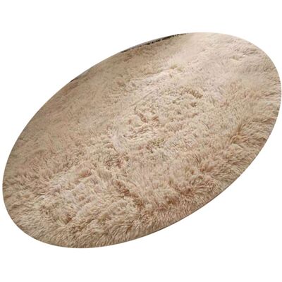 HEAT Tapis Rond En Fibre De Polyester Style Nordique, Long, Moelleux Et Doux, Beige, Idéal Pour La Chambre À Coucher. Publicité HEAT Tapis Rond En Fibre De Polyester Style Nordique, Long, Moelleux Et Doux, Beige, Idéal Pour La Chambre À Coucher. Publicité