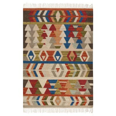 BELIANI Tapis Kilim Multicolore En Laine 140 X 200 Cm Avec Pompons Oriental Fait Main Kaghsi - Publicité BELIANI Tapis Kilim Multicolore En Laine 140 X 200 Cm Avec Pompons Oriental Fait Main Kaghsi - Publicité