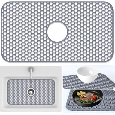 Vision Tapis De Protection Pour Évier De Cuisine - 66,5 Cm X 35,5 Cm, Pour Évier Et Vaisselle En Acier Inoxydable, Tapis De Protection En Caoutchouc Avec Évacuation Centrale (gris) - Publicité Vision Tapis De Protection Pour Évier De Cuisine - 66,5 Cm X 35,5 Cm, Pour Évier Et Vaisselle En Acier Inoxydable, Tapis De Protection En Caoutchouc Avec Évacuation Centrale (gris) - Publicité