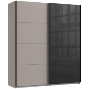 Wimex - Armoire 2 Portes Coulissantes Tilburg 180 Cm Gris Sahara Verre Noir Et Graphite - Publicité Wimex - Armoire 2 Portes Coulissantes Tilburg 180 Cm Gris Sahara Verre Noir Et Graphite - Publicité