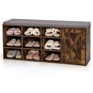 COSTWAY Banc Chaussures Entrée Avec Coussin Amovible, 9 Compartiments, Meuble Latérale, Etagere Chaussure 3 Niveaux Pour Entrée Couloir, Industriel - Publicité COSTWAY Banc Chaussures Entrée Avec Coussin Amovible, 9 Compartiments, Meuble Latérale, Etagere Chaussure 3 Niveaux Pour Entrée Couloir, Industriel - Publicité