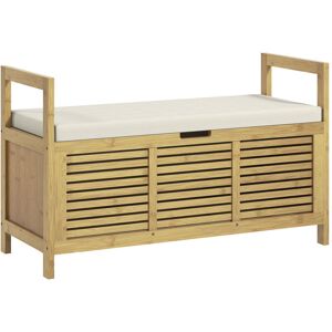 HOMCOM Banc De Rangement Avec Compartiment Caché Sous Assise Pour Entrée Coussin Et Accoudoir 100 X 40 X 60 Cm Naturel-bois Naturel - Publicité HOMCOM Banc De Rangement Avec Compartiment Caché Sous Assise Pour Entrée Coussin Et Accoudoir 100 X 40 X 60 Cm Naturel-bois Naturel - Publicité