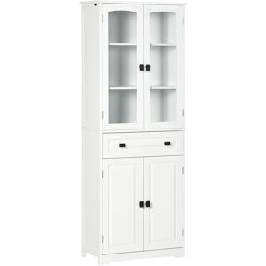 HOMCOM Buffet Haut Armoire De Cuisine 4 Portes Dont 2 Portes Vitrées Et 1 Tiroir Hauteur 160 Cm Avec Étagères En Bois Blanc-blanc - Publicité HOMCOM Buffet Haut Armoire De Cuisine 4 Portes Dont 2 Portes Vitrées Et 1 Tiroir Hauteur 160 Cm Avec Étagères En Bois Blanc-blanc - Publicité