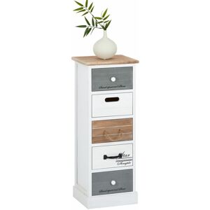 Idimex - Chiffonnier salva commode 5 tiroirs en bois de paulownia style shabby chic vintage rustique blanc - Blanc - Publicité