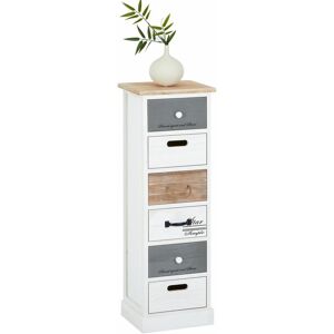 Idimex - Chiffonnier salva petite commode avec 6 tiroirs en bois de paulownia style shabby chic vintage rustique blanc - Blanc - Publicité