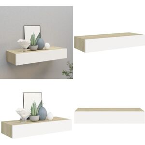 Vidaxl - tagère à tiroir murale chêne et blanc 60x23,5x10 cm mdf - Étagère Murale - Étagère à Tiroir - Rangement Mural - Meuble Déco - Bibliothèque - Publicité Vidaxl - tagère à tiroir murale chêne et blanc 60x23,5x10 cm mdf - Étagère Murale - Étagère à Tiroir - Rangement Mural - Meuble Déco - Bibliothèque - Publicité