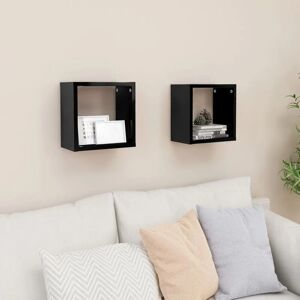 VIDAXL Étagères cube murales 2 pcs Noir brillant 26x15x26 cm - Publicité