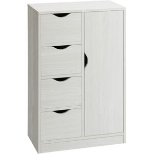Homcom Meuble De Rangement Buffet Commode Moderne 1 Placard Et 4 Tiroirs - En Bois - Pour Salon, Cuisine, Entrée, Salle À Manger - Blanc-blanc - Publicité Homcom Meuble De Rangement Buffet Commode Moderne 1 Placard Et 4 Tiroirs - En Bois - Pour Salon, Cuisine, Entrée, Salle À Manger - Blanc-blanc - Publicité