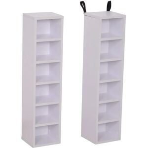 HOMCOM Lot de 2 étagères colonnes armoire de rangement cd-dvd 6 + 6 compartiments dim. 21L x 19l x 88H cm capacité max. 204 cd blanc - Blanc - Publicité