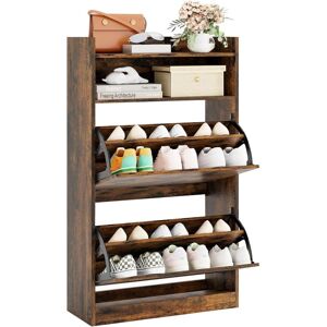 COSTWAY Meuble À Chaussures Avec 2 Tiroirs Abattants, Meuble À Chaussures Mince Et Caché Avec Rangement Ouvert, Pour Entrée, Couloir, Hall, Salon, Marron - Publicité COSTWAY Meuble À Chaussures Avec 2 Tiroirs Abattants, Meuble À Chaussures Mince Et Caché Avec Rangement Ouvert, Pour Entrée, Couloir, Hall, Salon, Marron - Publicité